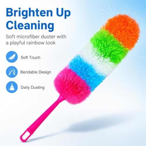 20-Inch Rainbow Microfiber Hand Duster for Home, Office & Car
