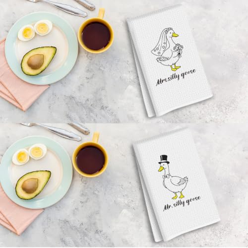 Bride & Groom Silly Goose Kitchen Towels - Fun Wedding Gift