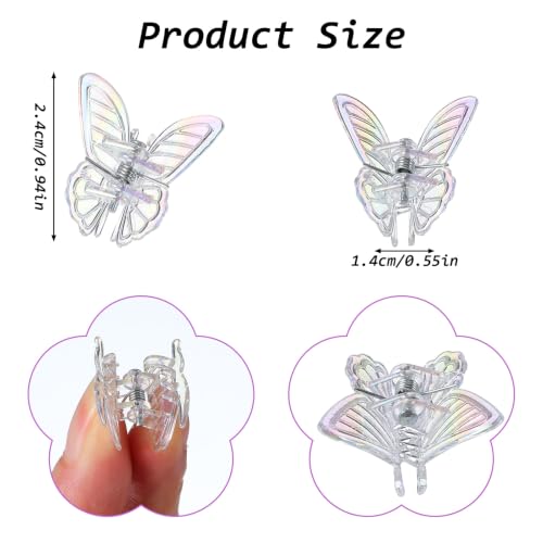 Nogeqi 12PCS Mini Butterfly Hair Clips, Glitter Small Claw Clips for Women and Girls