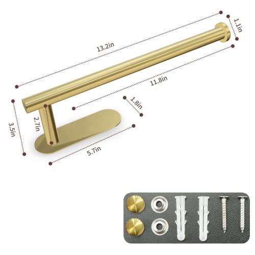 Stainless Steel Paper Towel Holder with 2 Hooks - Wall Mounted, Space Saving
