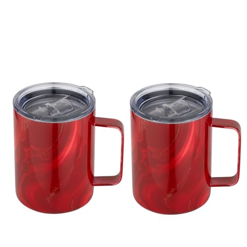 Cambridge Silversmiths Set of 2 16oz Insulated Red Geode Coffee Mugs