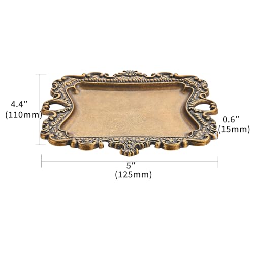 Antique Brass Jewelry Dish - Vintage Gold Jewelry Tray, Small 5" x 4.4"
