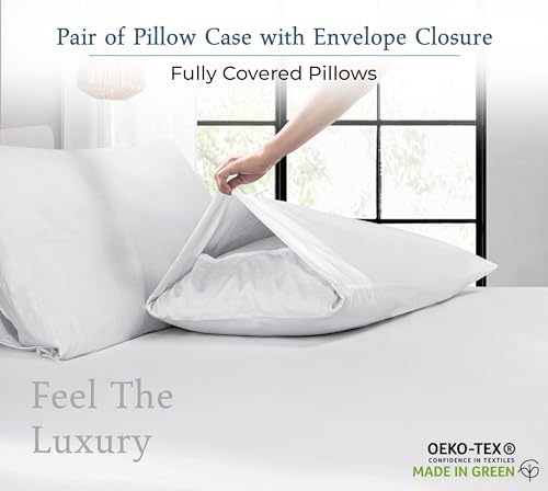 Royale Linens 400 Thread Count Cotton Queen Pillowcase Set - Signature White