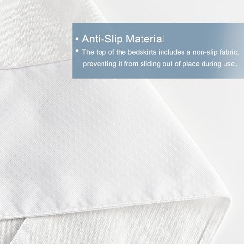 Chic 14'' Pleated Bed Skirt with Scalloped Edge - Anti-Slip, Off White/Light Gray