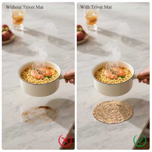 Boho Water Hyacinth Trivets Set of 3 - 8 Inch Heat Resistant Hot Pads