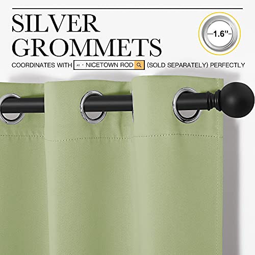 NICETOWN Light Sage Green Blackout Curtains 42"W x 63"L, 2 Panels