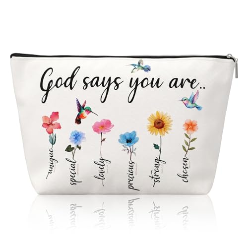 Christian Scripture Makeup Bag - Inspirational Bible Verse Cosmetic Pouch