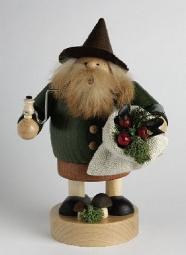 KWO 20 cm Smoking Man Figurine - Wooden Gnome Decor