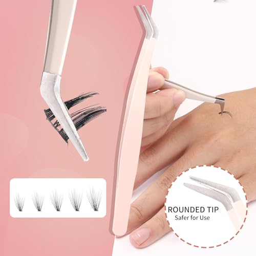 5 Pcs Lash Extension Tweezers Set - Stainless Steel Straight and Curved Tools