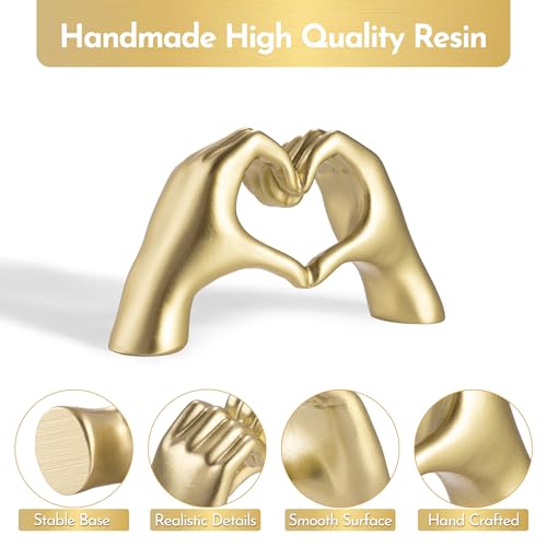 Gold Heart Hands Sculpture - Mini Shelf Decor for Living Room