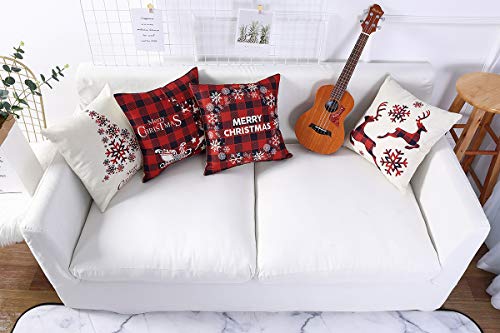 Mimacoo 16x16 Christmas Throw Pillow Covers - Set of 4 Farmhouse Burlap