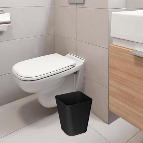ZXJ Small Trash Can, 1.8 Gallon Compact Waste Basket for Bathroom, Black