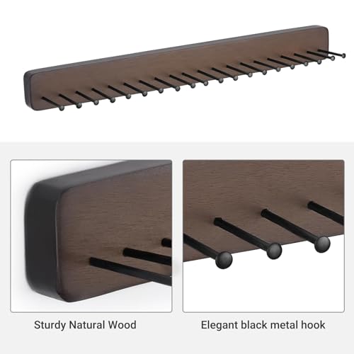 Mkono Wall-Mounted Tie Organizer Rack with 20 Hooks - Space-Saving Storage for Ties, Belts, and Scarves
