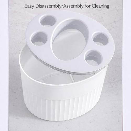 NCONEZON Multi-Slot Toothbrush Holder with Drainage - White ABS Organizer