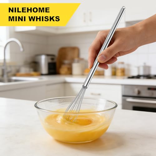 NileHome Mini Stainless Steel Whisk Set - 5 & 7 Inch Kitchen Whisks