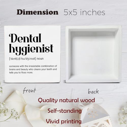 Dental Hygienist Definition Wood Box Sign Desk & Office Decor 5x5