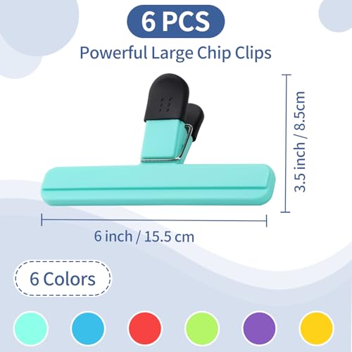 Leezmark 6-Pack Heavy-Duty Chip Clips - Large Food Bag Sealers