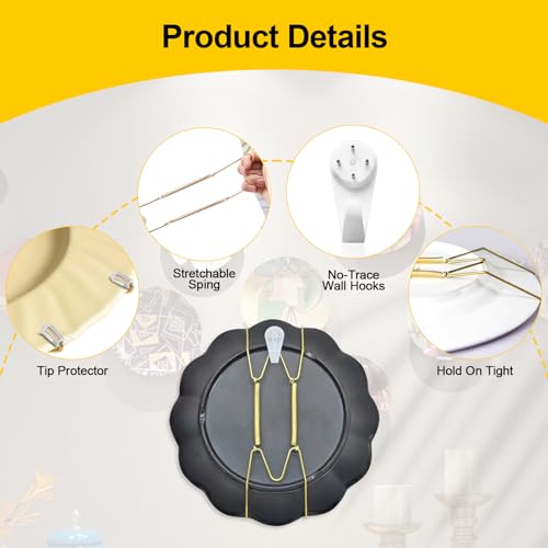 Fozite Decorative Plate Hangers for Wall - 3 Pack, 6-10 Inch Invisible Holders