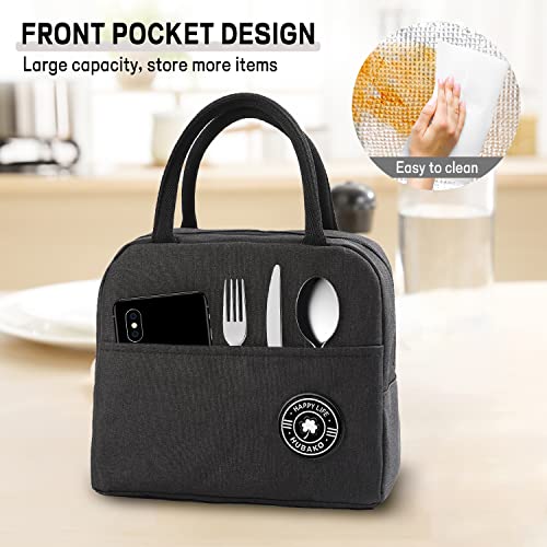 HUBAKO Insulated Lunch Bag, Small Portable Lunch Tote for Work - Black