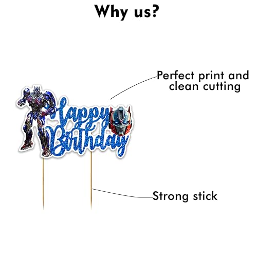 Robot Hero Happy Birthday Cake Topper for Any Celebration