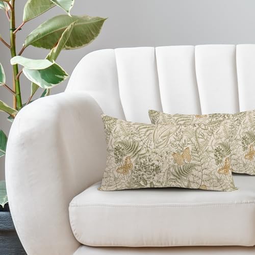 Aportt 12x20 Inch Botanical Leaf Lumbar Pillow Covers - Set of 2