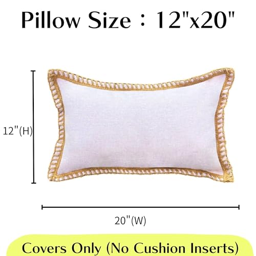 HER HWA Outdoor Lumbar Pillow Covers, 20"x12" Water-Resistant Set of 2, Lilac