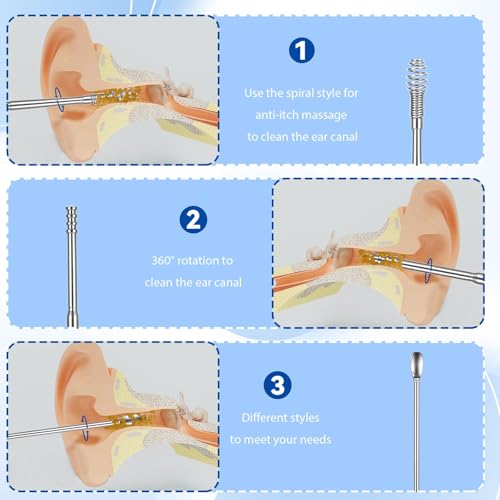 6-Piece Stainless Steel Earwax Removal Tool Set with Leather Case