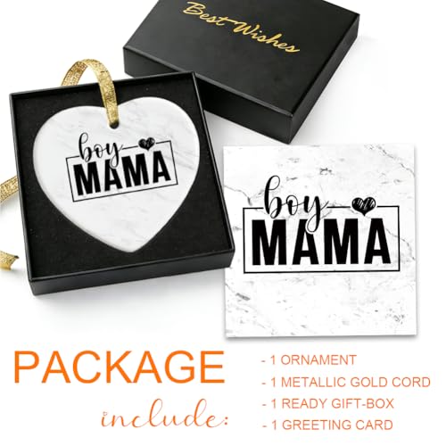 Boy Mama Ceramic Ornament Gift Set for New Moms - Marble Design