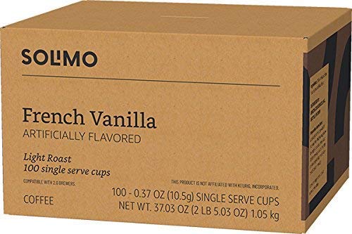 Solimo French Vanilla Light Roast Coffee Pods - 100 Count