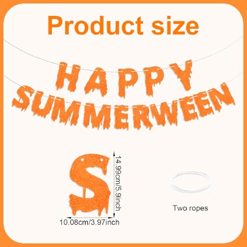 Happy Summerween Banner - Orange Glitter Halloween Party Decor