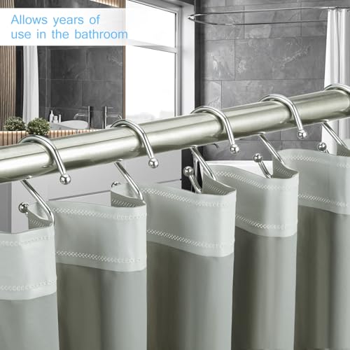 Rust-Proof Metal Shower Curtain Hooks Set - 12 Decorative S Rings (Chrome)