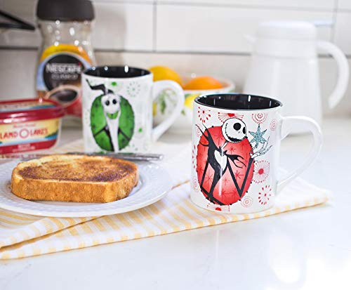 Nightmare Before Christmas Jack Holiday Themed Ceramic Mug Set - 14oz, Set of 2