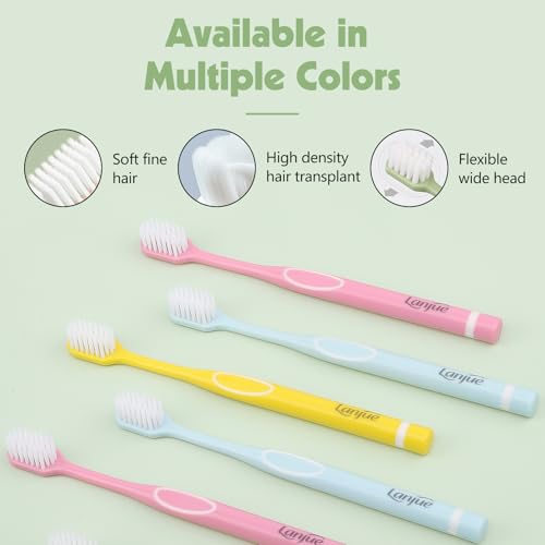 Lanjue 6-Pack Travel Toothbrush Set with Cases - Extra Soft Bristles