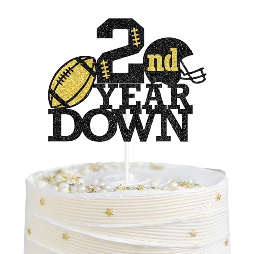 2nd Year Down Football Cake Topper - 2nd Birthday Party Decorations