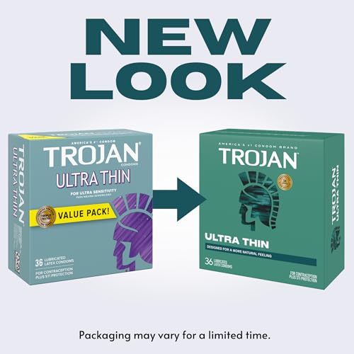 Trojan Ultra Thin Latex Condoms for Men, 36 Count - Pack of 1