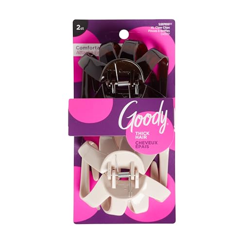Goody SlideProof Large Octopus Hair Claw Clips, Neutral Tones, 2 Count
