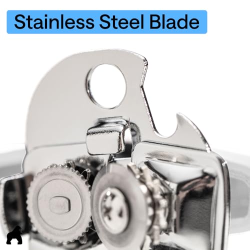 GORILLA GRIP Stainless Steel Manual Can Opener, Soft Grip, White