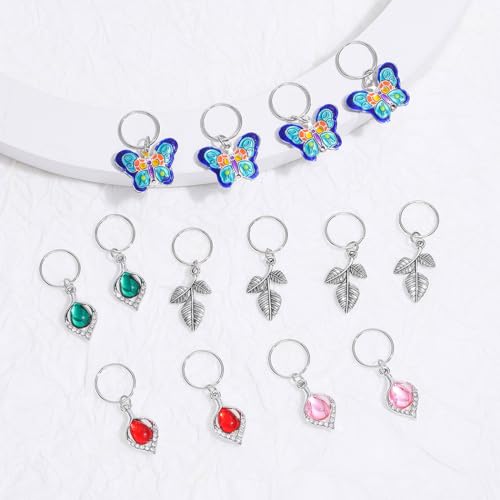 Formery Butterfly Braid Jewelry & Silver Leaf Hair Charms 14PCS