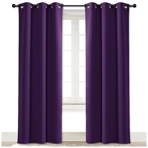 NICETOWN Royal Purple Blackout Curtain Panel, 34" x 84" - Thermal Insulated, Noise Reducing with Grommets