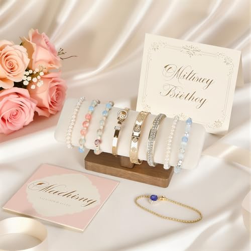 KUKUVR Wooden Jewelry Display Stand - T-Bar Organizer for Bracelets & Watches