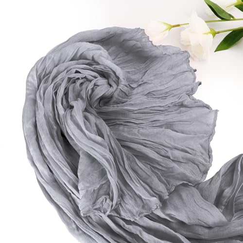Light Grey Cheesecloth Table Runner for Fall & Holiday Decor - 10Ft