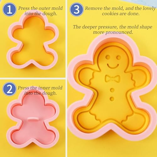 Xmas Gingerbread Man Cookie Cutters Set - 10 Pcs for Christmas Baking & Decor - Variation of THIS listing