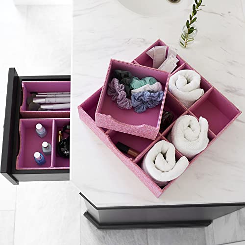 Household Essentials 3-Compartment Drawer Organizers, Pack of 2, Carnation