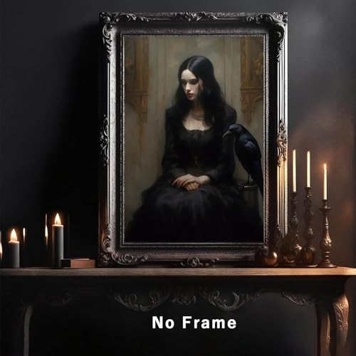 Gothic Witch Wall Art - Vintage Dark Academia Canvas 16x24