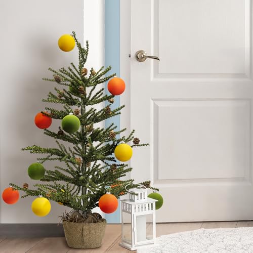 Moss Green Velvet Christmas Balls Set of 6 - 2.36-Inch Holiday Tree Ornaments