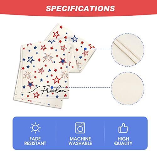 Patriotic Stars 4th of July Table Runner 13x72 Inch Cream - Holiday Decor
