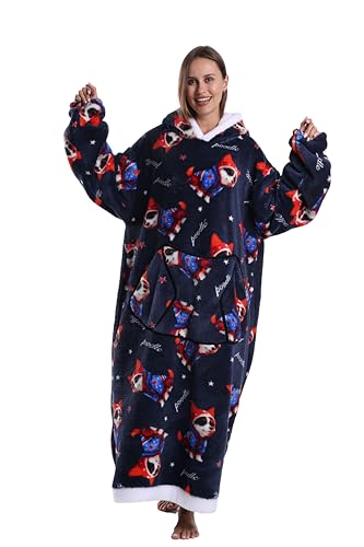 Capecage Long Wearable Blanket Hoodie with Big Pocket - Corgi2 Variation - Gift for Women or Men