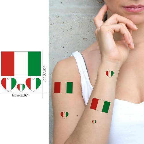 Italian Flag Temporary Tattoos - 100pc Patriotic Italy Fake Tattoo Stickers