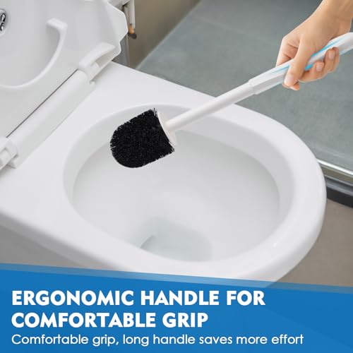 Toilet Brush and Holder Set - 2 Pack with Ergonomic Handle for Deep Cleaning