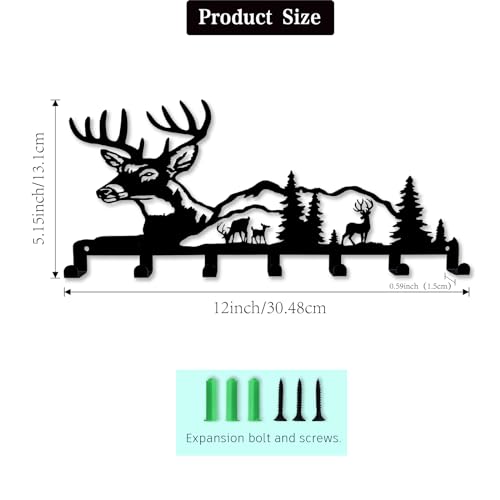 Deer Metal Key Holder for Wall - 7-Hook Decorative Entryway Key Organizer